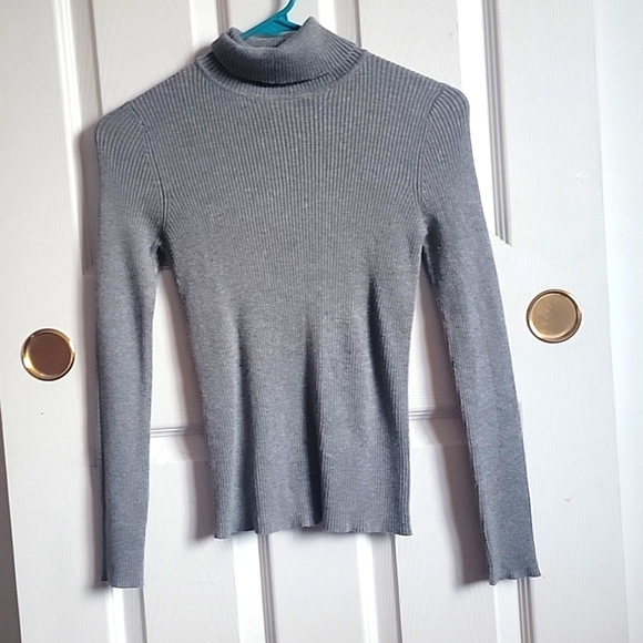Gray ribbed lonsleeve turtle neck - Picture 1 of 1